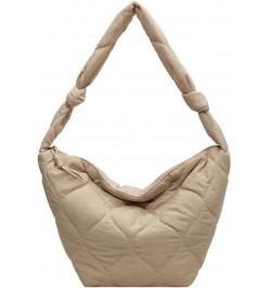 Puffer Bag for Women Large Puffer Shoulder Bag Quilted Crossbody Bag Puffy Tote Bag Down Cotton Padded Dumpling Bag Beige $9....