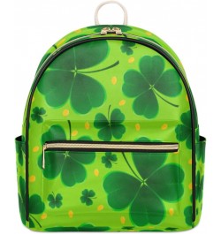 Lucky Shamrock Leaves Golden Coins Mini Backpack Purse for Women Teen Girls, St Patrick's Day Clovers Leather Small Backpack ...