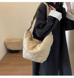 Puffer Bag for Women Large Puffer Shoulder Bag Quilted Crossbody Bag Puffy Tote Bag Down Cotton Padded Dumpling Bag Beige $9....