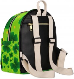 Lucky Shamrock Leaves Golden Coins Mini Backpack Purse for Women Teen Girls, St Patrick's Day Clovers Leather Small Backpack ...