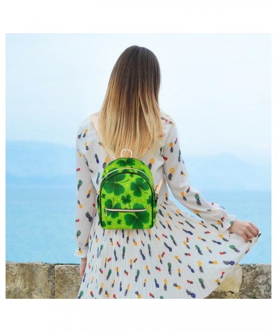 Lucky Shamrock Leaves Golden Coins Mini Backpack Purse for Women Teen Girls, St Patrick's Day Clovers Leather Small Backpack ...