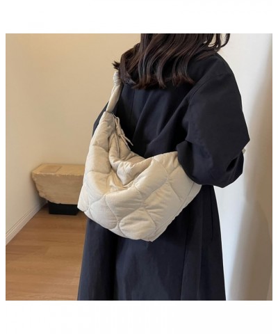 Puffer Bag for Women Large Puffer Shoulder Bag Quilted Crossbody Bag Puffy Tote Bag Down Cotton Padded Dumpling Bag Beige $9....