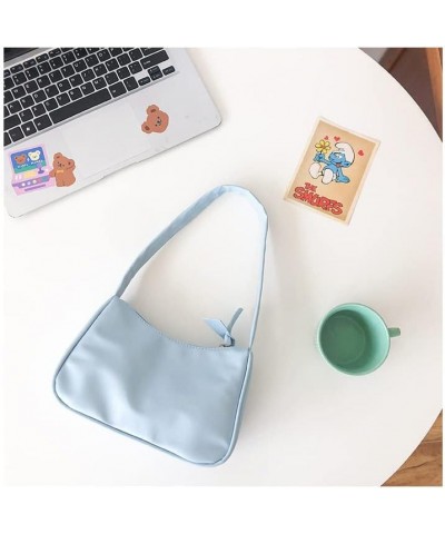 Temperament cute PU handbag trendy fashion simple all-match casual ladies shoulder bag (Light blue) Light Blue $12.36 Shoulde...