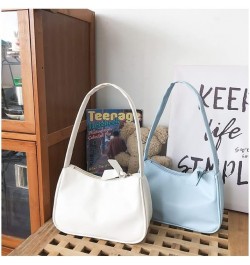 Temperament cute PU handbag trendy fashion simple all-match casual ladies shoulder bag (Light blue) Light Blue $12.36 Shoulde...