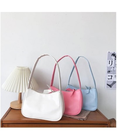 Temperament cute PU handbag trendy fashion simple all-match casual ladies shoulder bag (Light blue) Light Blue $12.36 Shoulde...