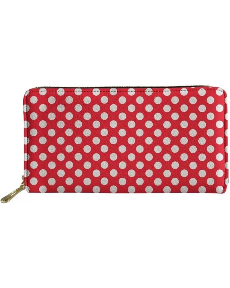 Women Leather Zip Around Wallet Case Pineapple Phone Clutch Purse Card Holder Organizer Polka Dot Red $13.31 Wallets