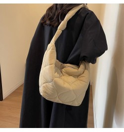 Puffer Bag for Women Large Puffer Shoulder Bag Quilted Crossbody Bag Puffy Tote Bag Down Cotton Padded Dumpling Bag Beige $9....