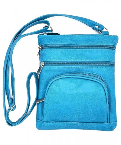 Leather Hand Crafted Leather Small Crossbody Purse Handbag for Women Large Light Blue $11.98 Crossbody Bags