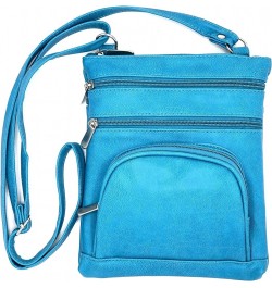 Leather Hand Crafted Leather Small Crossbody Purse Handbag for Women Large Light Blue $11.98 Crossbody Bags