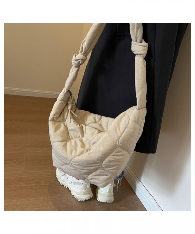 Puffer Bag for Women Large Puffer Shoulder Bag Quilted Crossbody Bag Puffy Tote Bag Down Cotton Padded Dumpling Bag Beige $9....