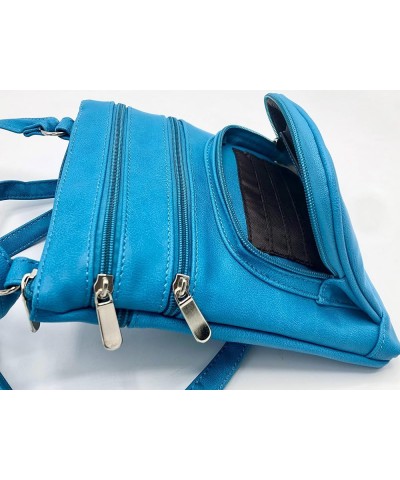 Leather Hand Crafted Leather Small Crossbody Purse Handbag for Women Large Light Blue $11.98 Crossbody Bags