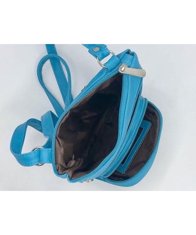 Leather Hand Crafted Leather Small Crossbody Purse Handbag for Women Large Light Blue $11.98 Crossbody Bags