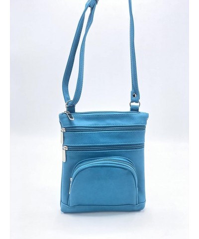 Leather Hand Crafted Leather Small Crossbody Purse Handbag for Women Large Light Blue $11.98 Crossbody Bags