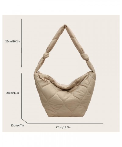 Puffer Bag for Women Large Puffer Shoulder Bag Quilted Crossbody Bag Puffy Tote Bag Down Cotton Padded Dumpling Bag Beige $9....