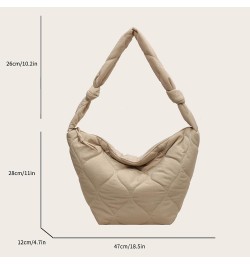 Puffer Bag for Women Large Puffer Shoulder Bag Quilted Crossbody Bag Puffy Tote Bag Down Cotton Padded Dumpling Bag Beige $9....