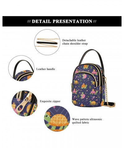 Quilted Shoulder Handbag for Women Cartoon Turtle Pattern Stylish Crossbody Handbags with Detachable Leather Chain Shoulder S...