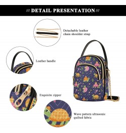 Quilted Shoulder Handbag for Women Cartoon Turtle Pattern Stylish Crossbody Handbags with Detachable Leather Chain Shoulder S...