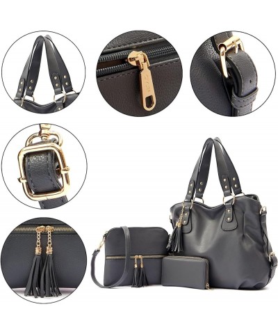 Purses And Wallets Set For Women Tote Handbags Large Hobo Bag Purse With Wallet 3PCS A5-3pcs/Set Darkgrey $23.96 Shoulder Bags