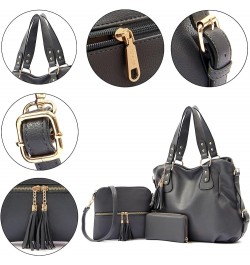 Purses And Wallets Set For Women Tote Handbags Large Hobo Bag Purse With Wallet 3PCS A5-3pcs/Set Darkgrey $23.96 Shoulder Bags