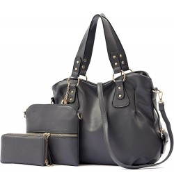 Purses And Wallets Set For Women Tote Handbags Large Hobo Bag Purse With Wallet 3PCS A5-3pcs/Set Darkgrey $23.96 Shoulder Bags