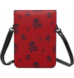 Skull Design Death Red Small Crossbody Cell Phone Purse for Women Mini Messenger Leather Shoulder Wallet $21.43 Crossbody Bags