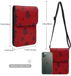 Skull Design Death Red Small Crossbody Cell Phone Purse for Women Mini Messenger Leather Shoulder Wallet $21.43 Crossbody Bags