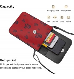 Skull Design Death Red Small Crossbody Cell Phone Purse for Women Mini Messenger Leather Shoulder Wallet $21.43 Crossbody Bags