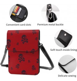 Skull Design Death Red Small Crossbody Cell Phone Purse for Women Mini Messenger Leather Shoulder Wallet $21.43 Crossbody Bags