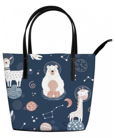 Fashionable women's handbag tote bag, Space Animalsprinted shoulder bag is light and durable $22.56 Shoulder Bags