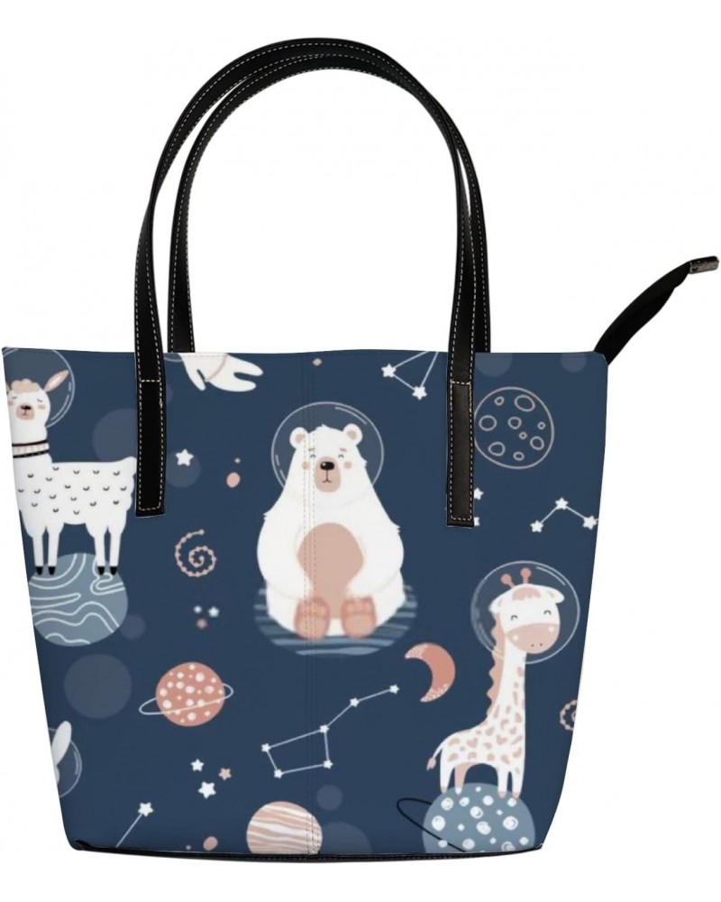 Fashionable women's handbag tote bag, Space Animalsprinted shoulder bag is light and durable $22.56 Shoulder Bags