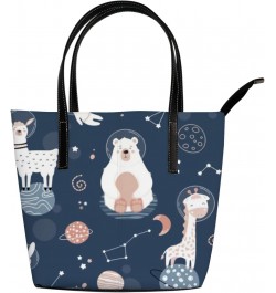 Fashionable women's handbag tote bag, Space Animalsprinted shoulder bag is light and durable $22.56 Shoulder Bags