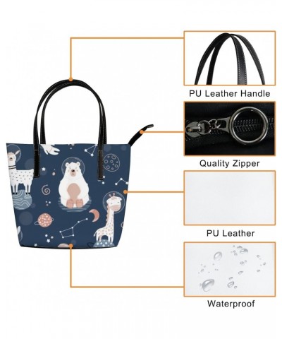 Fashionable women's handbag tote bag, Space Animalsprinted shoulder bag is light and durable $22.56 Shoulder Bags