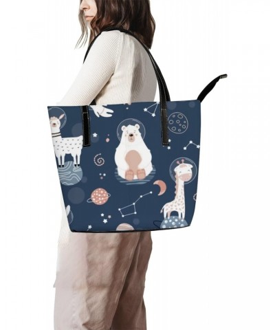 Fashionable women's handbag tote bag, Space Animalsprinted shoulder bag is light and durable $22.56 Shoulder Bags