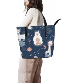 Fashionable women's handbag tote bag, Space Animalsprinted shoulder bag is light and durable $22.56 Shoulder Bags