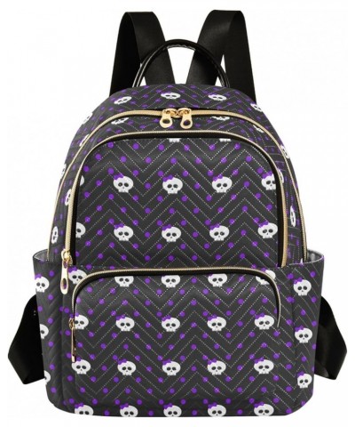 Mini Backpack for Women, Skull Polka Dots Travel Backpack Purse for Ladies, Small Bookbag Daypack Shoulder Bag M Multi865 Sma...