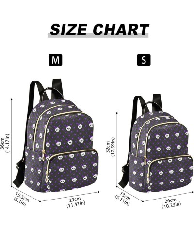 Mini Backpack for Women, Skull Polka Dots Travel Backpack Purse for Ladies, Small Bookbag Daypack Shoulder Bag M Multi865 Sma...