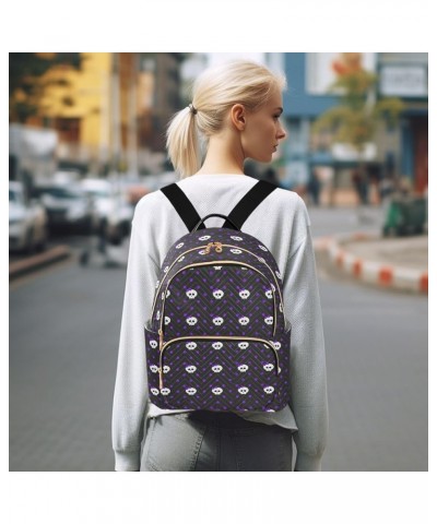 Mini Backpack for Women, Skull Polka Dots Travel Backpack Purse for Ladies, Small Bookbag Daypack Shoulder Bag M Multi865 Sma...