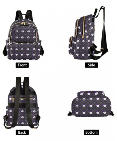 Mini Backpack for Women, Skull Polka Dots Travel Backpack Purse for Ladies, Small Bookbag Daypack Shoulder Bag M Multi865 Sma...