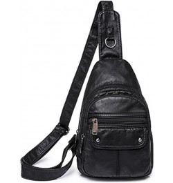 Womens's Vintage Sling Bag for Women Leather Chest Bags Crossbody Daypack Purse Shoulder Backpack Satchel Bag Black-2 $30.75 ...