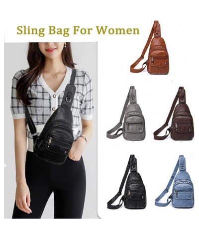 Womens's Vintage Sling Bag for Women Leather Chest Bags Crossbody Daypack Purse Shoulder Backpack Satchel Bag Black-2 $30.75 ...