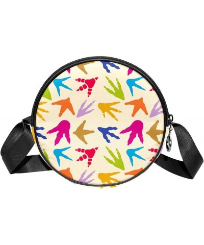 Dinosaur Biker Crossbody Bag for Women Teen Girls Round Canvas Shoulder Bag Purse Tote Handbag Bag Multi17 $10.29 Totes