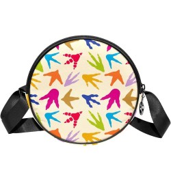 Dinosaur Biker Crossbody Bag for Women Teen Girls Round Canvas Shoulder Bag Purse Tote Handbag Bag Multi17 $10.29 Totes