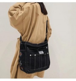 Denim Shoulder Bag Jean Bag Messenger Bag for Women Aesthetic Tote Bag Casual Retro Crossbody Bag Handbag Black 01 $14.88 Totes