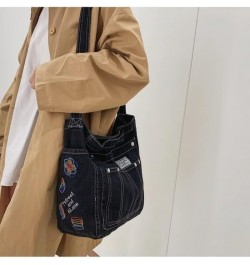 Denim Shoulder Bag Jean Bag Messenger Bag for Women Aesthetic Tote Bag Casual Retro Crossbody Bag Handbag Black 01 $14.88 Totes