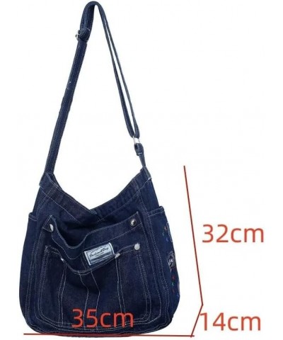 Denim Shoulder Bag Jean Bag Messenger Bag for Women Aesthetic Tote Bag Casual Retro Crossbody Bag Handbag Black 01 $14.88 Totes