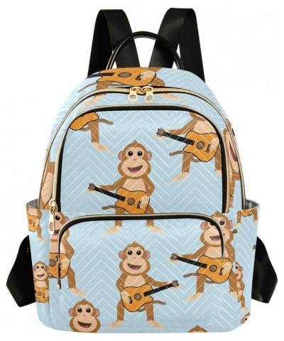 Small Backpack for Women Travel Bag Monkey Plays Guitar Daypack Purse Fashion Shoulder Bag Rucksack Small A566 $15.59 Backpacks