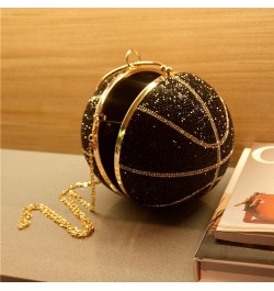 Novelty Rhinestone Evening Bag, Basketball Shape Crossbody Bag Handbag Glitter Clutch Purse Black $48.44 Evening Bags