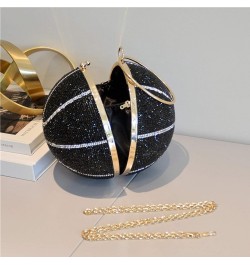 Novelty Rhinestone Evening Bag, Basketball Shape Crossbody Bag Handbag Glitter Clutch Purse Black $48.44 Evening Bags