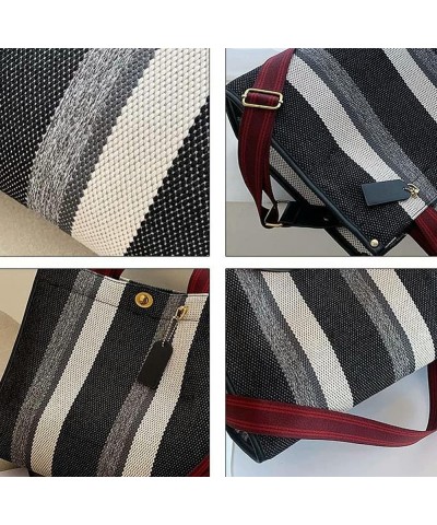 Tote Bag Hobo Bag for Women Canvas Shoulder Bag Chic Crossbody Bag Satchel Large Handbag Color Contrast Stripe Red-small $31....