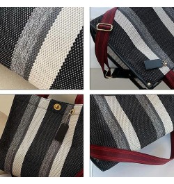 Tote Bag Hobo Bag for Women Canvas Shoulder Bag Chic Crossbody Bag Satchel Large Handbag Color Contrast Stripe Red-small $31....